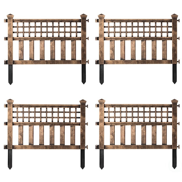 Gardenised Plastic Outdoor Decor Garden Flower Edger Fence, Border, 4 Panels, Bronze QI004112BZ.4 - main